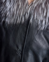 Leather Coat with Silver Fox Collar