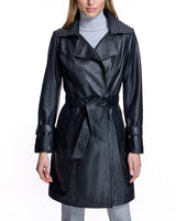 Julia and Stella by Maximilian Belted Leather Coat