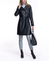 Julia and Stella by Maximilian Belted Leather Coat