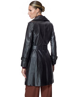 Julia and Stella by Maximilian Belted Leather Coat -Maximilian
