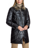 Women’s Toscana Collar Quilted Leather Coat-Maximilian