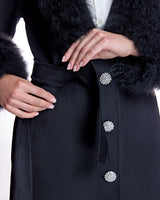 Belted Wool Coat with Cashmere Goat Trim