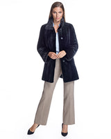 32" Black Dyed Sheared mink Reversible Jacket with Long Hair Mink Collar & Cuffs