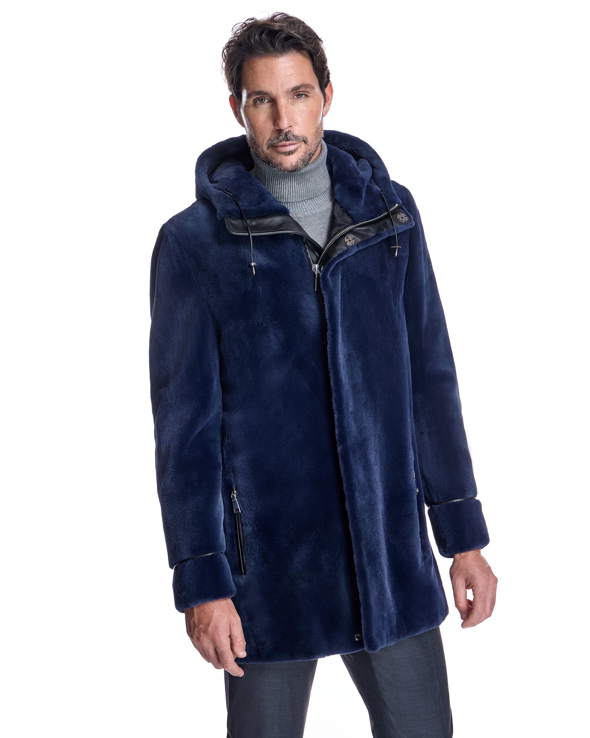 Men's Sheared Mink Hooded Coat