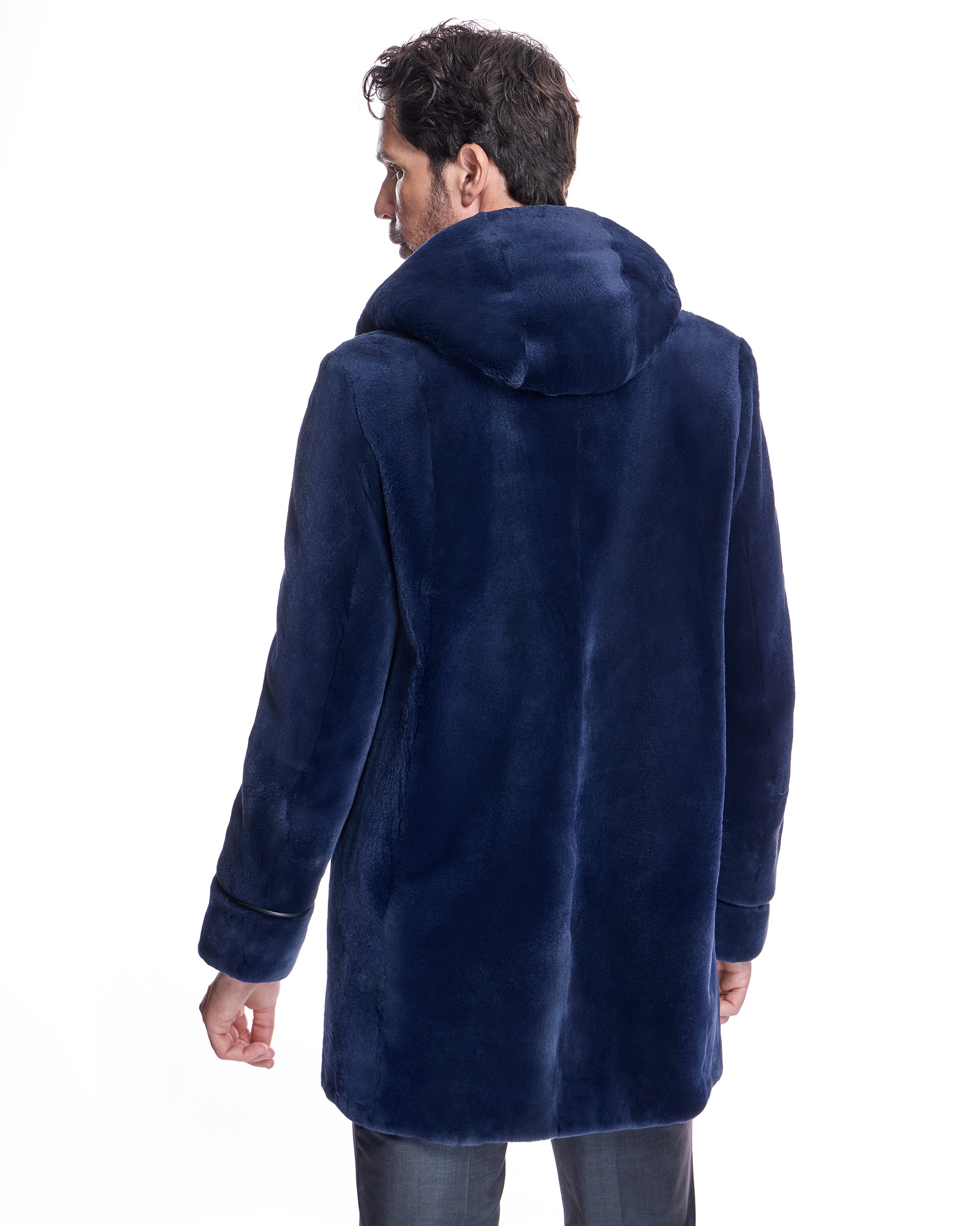 Men's Sheared Mink Hooded Coat