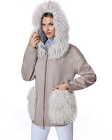 Wool blend Jacket with Mongolian Trim-Maximilian