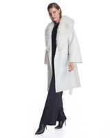 Off White Cashmere Blend Rap Coat with Fur Collar-Maximilian