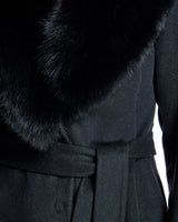 Belted Cashmere Blend Coat with Dyed Blue Fox Collar- Maximilian