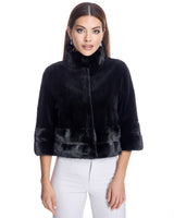 Sheared Mink Bolero With Long Hair trim