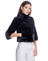 Sheared Mink Bolero With Long Hair trim
