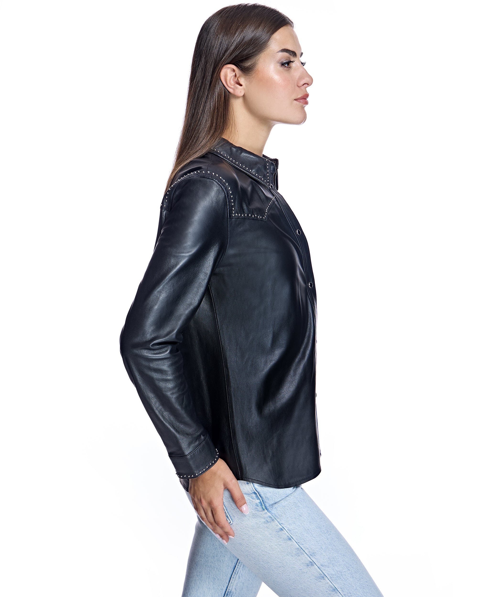Leather Shirt Jacket