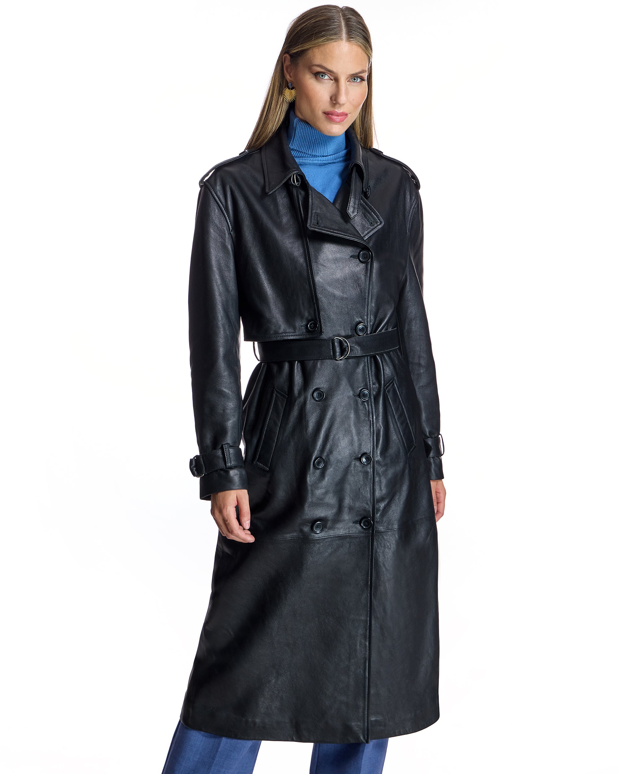 Long Belted Leather Trench -Maximilian