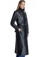 Black Leather Trench Coat -Runway Inspired- Maximilian