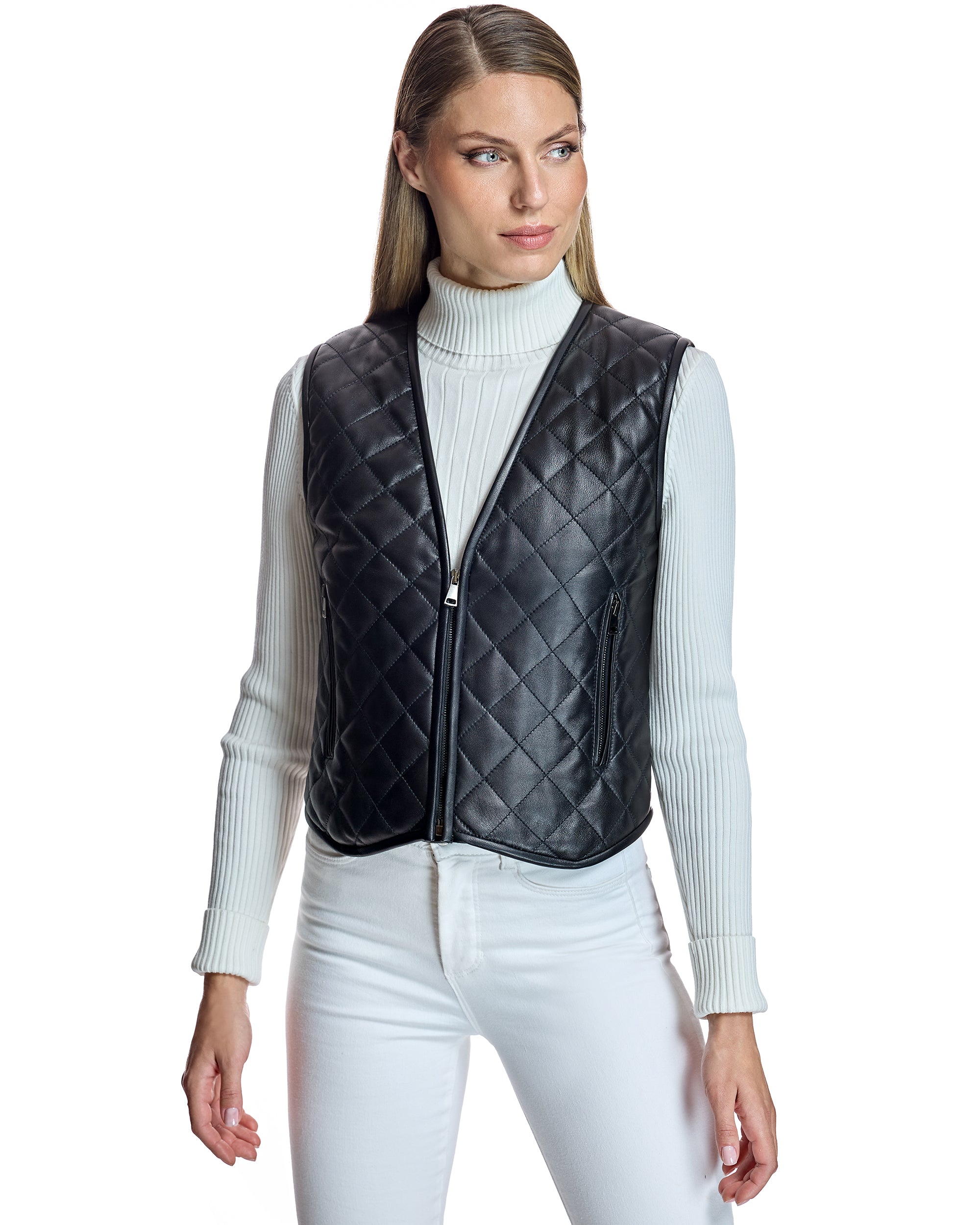 Quilted Leather Vest- Maximilian