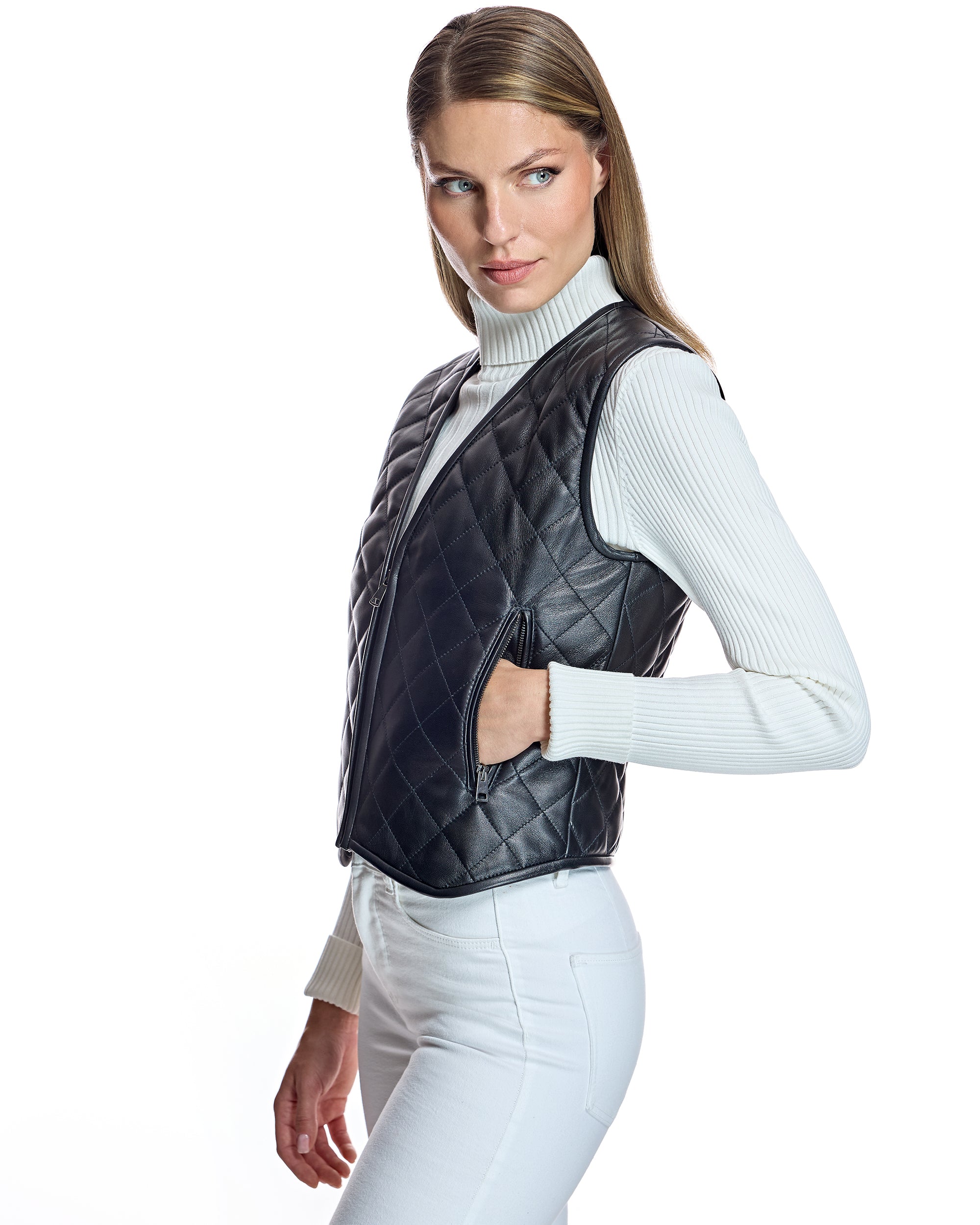 Quilted Leather Vest- Maximilian