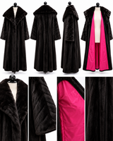 Archive & Vintage 51" Black Onyx Mink Coat with Oversized Wing Collar