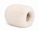 Off White Bleached Fox Muff Bag with Leather Strap