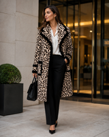 One-of-a-Kind 39" Animal Print Mink Coat with Black dyed Sheared Mink Trim
