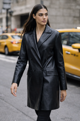 Maximilian Oversized Black Leather Blazer — Runway Edition
