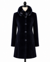 Archive & Vintage 35" Navy Dyed Sheared Coat with Chinchilla Collar /Reversible