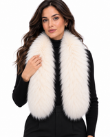 Maximilian 3.5"x41" Off White Dyed Finnish Raccoon Scarf