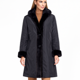 Reversible Dyed Sheared  Mink Coat with Long Hair Mink Tuxedo and Cuffs