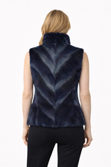 23" Blue-Dyed Sheared Coyote Patchwork Vest – Special Offer | Maximilian
