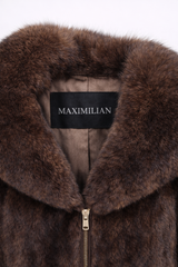 Archive & Vintage Maximilian Brown Mink Bomber Jacket – Fox Shawl Collar- 30"