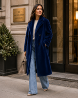 One-of-a-Kind 43" Deep Blue Notch Collar Coat with 1/2 Belt