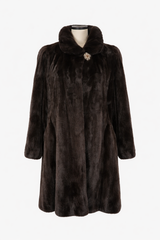 Archive & Vintage Black Mink Swing Coat with Wing Collar-36"