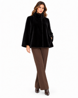 Maximilian 25" Black Sheared Mink Swing Jacket with Mink Stand Collar