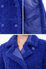 Royal Blue Merino Shearling Lamb Petite Pea Jacket-Maximilian