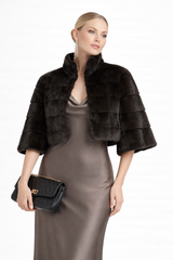 Black Dyed Horizontal Mink Bolero - 19"