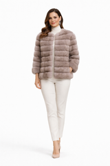 23" Collarless Russian Sable Jacket in Custom Lavender with Horizontal Body - One of a Kind