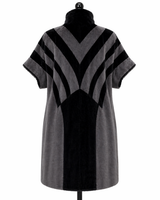 Dyed Sheared Mink & Cashmere Tunic – Black Dyed Pattern, 39"- Rindi