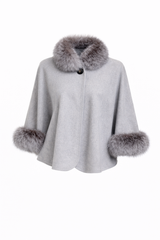 Cashmere Capelet with Fox Fur Collar and Cuffs