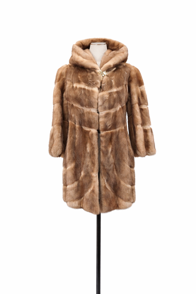 Archive & Vintage Caramel Mink coat with Sheared Mink Inserts- 32"