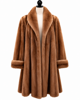Archive & Vintage 39" Whiskey Dyed Mink Coat with Shawl Collar and Turnback Cuffs