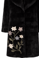 Archive & Vintage Blacked Sheared Mink Statement Coat with Flower Inserts