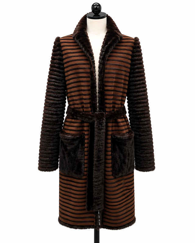 Archive & Vintage Reversible Mink & Suede Coat – Ribbed Mink / Horizontal Suede, 39"