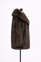 Archive & Vintage Maximilian Brown Mink Bomber Jacket – Fox Shawl Collar- 30"