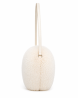 Off White Bleached Fox Muff Bag with Leather Strap