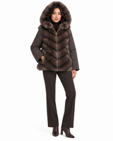 Maximilian One-of-a-Kind 29" Brown Cashmere & Russian Sable Convertible Jacket