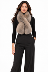 Maximilian Accessory 4"x40 Crystal Dyed fox Pull-Through Scarf