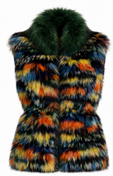 Multicolor Fox & Raccoon Fur Vest- 24"