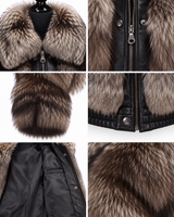 Archive & Vintage 30" Unisex Silver Fox Bomber Jacket with Black Leather Trim
