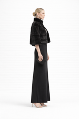 Black Dyed Horizontal Mink Bolero - 19"