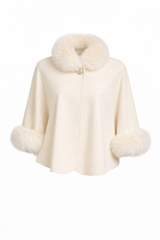 Cashmere Capelet with Fox Fur Collar and Cuffs