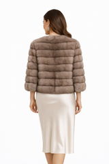 23" Collarless Russian Sable Jacket in Custom Lavender with Horizontal Body - One of a Kind