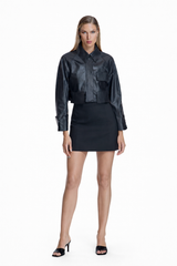 Cropped Leather Utility Jacket- Maximilian